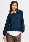 Fransa Hannah Shirt Trim Jumper, Navy Blazer