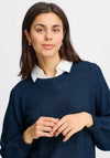Fransa Hannah Shirt Trim Jumper, Navy Blazer