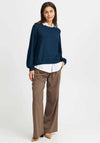 Fransa Hannah Shirt Trim Jumper, Navy Blazer