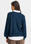 Fransa Hannah Shirt Trim Jumper, Navy Blazer