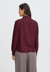 Fransa Button Up Lace Detail Shirt, Wine