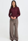 Fransa Button Up Lace Detail Shirt, Wine