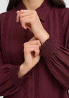 Fransa Button Up Lace Detail Shirt, Wine