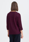 Fransa Ribbed Cropped Sleeve Top, Wine