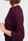 Fransa Ribbed Cropped Sleeve Top, Wine