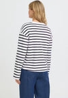 Fransa Bree Striped Long Sleeve Top, White and Navy