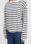 Fransa Bree Striped Long Sleeve Top, White and Navy