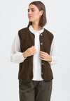 Fransa Tenya Textured Button Up Gilet, Brown