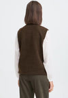 Fransa Tenya Textured Button Up Gilet, Brown