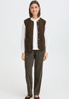 Fransa Tenya Textured Button Up Gilet, Brown