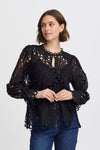 Fransa Belle Crochet Detail Blouse, Black