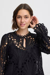 Fransa Belle Crochet Detail Blouse, Black