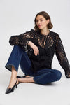 Fransa Belle Crochet Detail Blouse, Black