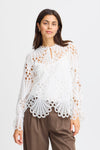 Fransa Belle Crochet Detail Blouse, White