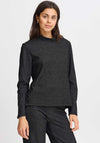 Fransa Komma High Neck Top, Black