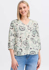 Fransa Ariana Paisley V Neck Top, Green