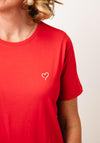 Fransa Heart Embroidered T-Shirt, Red