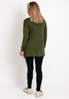 Fransa Open Knit Long Cardigan, Khaki