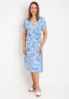 Fransa Dottie Wrap Midi Dress, Blue