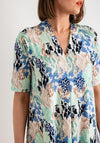 Fransa Seen Abstract Print V Neck Dress, Green Multi