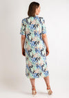 Fransa Seen Abstract Print V Neck Dress, Green Multi