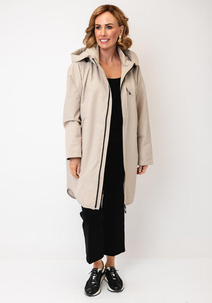 Fransa Longline Hooded Coat, Beige