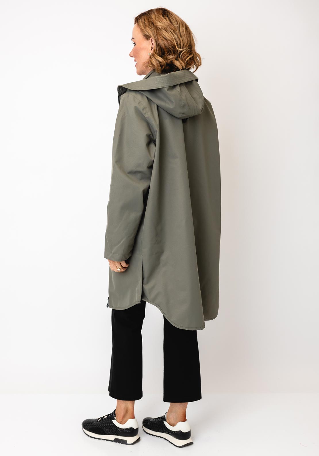 Fransa Longline Hooded Coat, Green