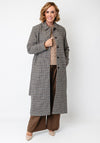 Fransa Checked Longline Wool-blend Coat, Beige Multi