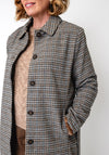 Fransa Checked Longline Wool-blend Coat, Beige Multi