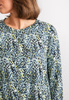 Fransa Flora Bubble Hem Top, Green Multi