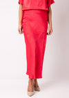 Fransa Nika Textured Satin Feel Midi Skirt, Red