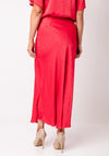 Fransa Nika Textured Satin Feel Midi Skirt, Red
