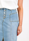 Eva Kayan Denim Button Midi Skirt, Light Blue