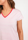 Fransa Eporsi V-Neck Striped T-Shirt, Pink