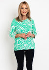 Fransa Fedot Elasticated Hem Print Top, Green