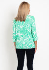 Fransa Fedot Elasticated Hem Print Top, Green