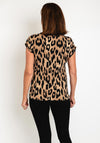 Fransa Round Neck Leopard Print Top, Tan