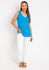 Fransa 3 Button Vest Top, Blue