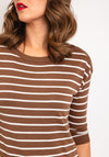 Fransa Lilli Button Side Striped Top, Brown