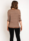 Fransa Lilli Button Side Striped Top, Brown