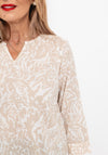 Fransa Maddie Split Neck Linen Blouse, Stone