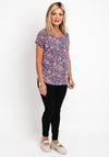 Fransa Round Neckline Patterned Top, Multi