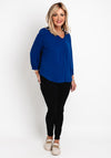 Fransa V-Neckline Textured Top, Royal Blue