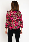 Fransa Round Neck Floral Print Blouse, Fuchsia