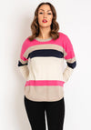 Fransa Melani Block Stripe Knitted Sweater, Pink