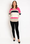 Fransa Melani Block Stripe Knitted Sweater, Pink