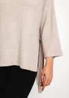 Fransa Bitte Side Tie Ribbed Jumper, Beige