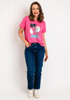 Fransa Savannah Round Neck Graphic T-Shirt, Pink