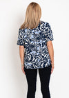 Fransa Fedot Round Neck Print Top, Navy