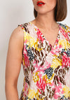 Fransa Seen Animal Print V Neck Sleeveless Top, Pink Carnation